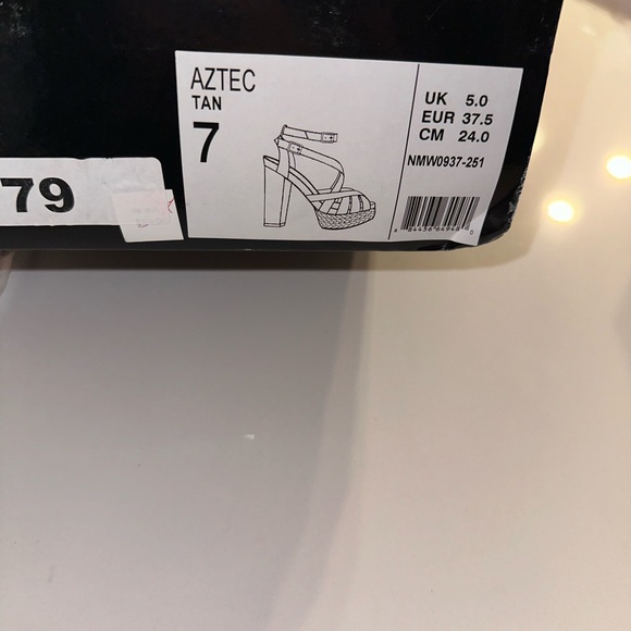 Naughty Monkey *Aztec* tan leather 70s style platform boho sandals 7 - Picture 10 of 10